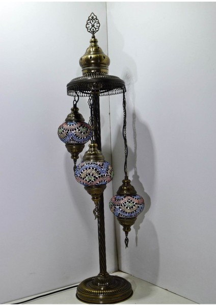Mozaik Lambader,otantik Lambası,dekoratif Köşe Lambası 3 Lü Mozaik Gece Lambası