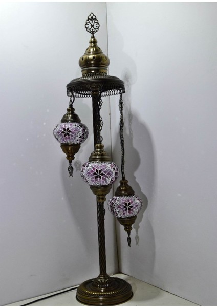 Mozaik Lambader,otantik Lambası,dekoratif Köşe Lambası 3 Lü Mozaik Gece Lambası Model 17