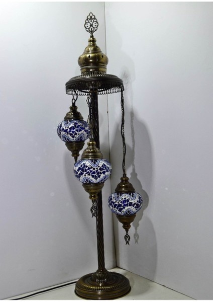 Mozaik Lambader,otantik Lambası,dekoratif Köşe Lambası 3 Lü Mozaik Gece Lambası Model 13