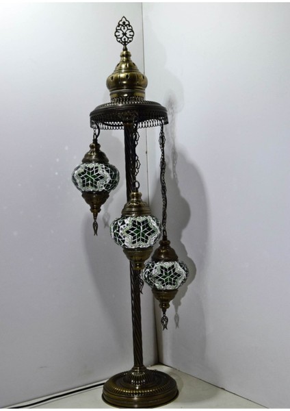 Mozaik Lambader,otantik Lambası,dekoratif Köşe Lambası 3 Lü Mozaik Gece Lambası Model 10