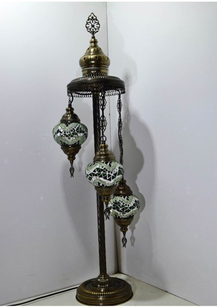 Mozaik Lambader,otantik Lambası,dekoratif Köşe Lambası 3 Lü Mozaik Gece Lambası Model 12