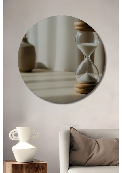 Ahşap Kum Saati Zaman Akışı Modern Sanat Görünümlü Dekoratif Yuvarlak Salon/ofis/ev/mutfak Tablo