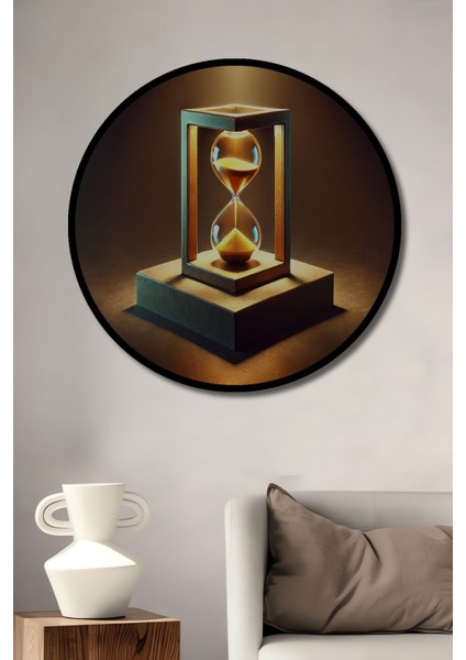 Minimalist Kum Saati Zamanı Ahşap Dekoratif Yuvarlak Salon/ofis/ev Çerçeve Görünümlü Tablo Sanatı