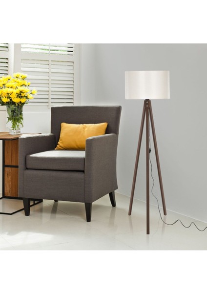 Tripod Lambader Ceviz Ayak / Krem Şapka