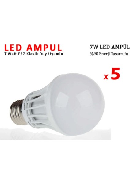 Beyaz LED Aydınlatmalı Klasik Duy Uyumlu Enerji Tasarruflu 7W Ampul 4 Adet fiyatları