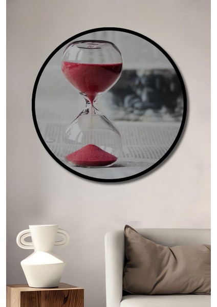 Dekoratif Kum Saati Duvar Tablo Ahşap Yuvarlak Tablo