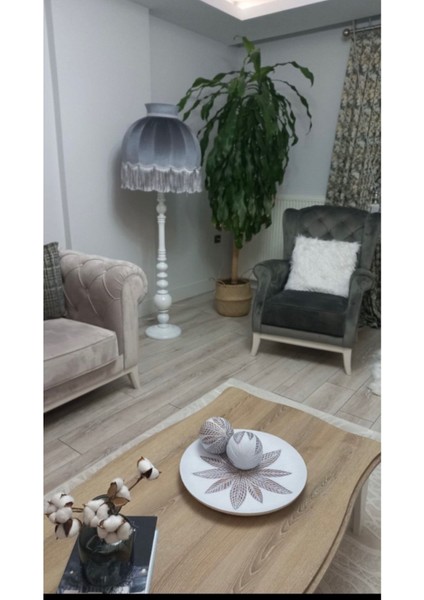 Ayışığı Abajur Favori Beyaz Ayak ve Gri Şapka modelleri