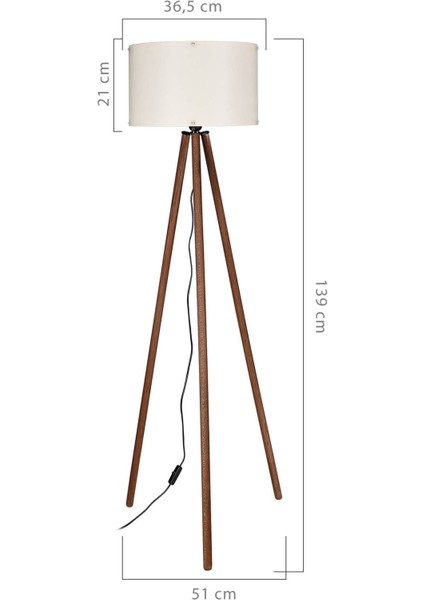 Tripod Lambader Ahşap Ayak Krem Şapka