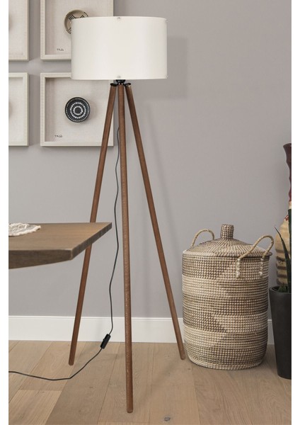 Tripod Lambader Ahşap Ayak Krem Şapka