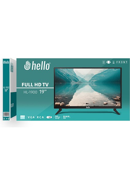 Hello HL-1900 19 Full Hd LED Monitör (12 Volt Adaptörlü)(Audıo In-Rca-Vga-Hdmı-Usb) 45 cm x 32 cm (5067)