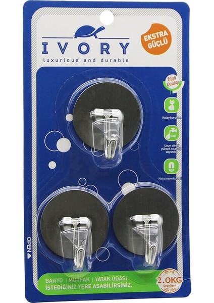 3pcs Yuvarlak - Komple Metal Yapışkan Askı (5067)