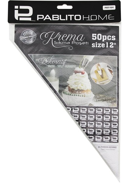 12 Inç 50PCS Naylon Krema Sıkma Poşeti Torbası (5067)