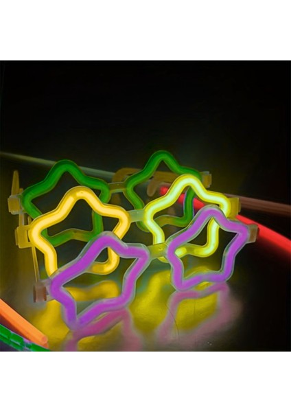 Yıldız Glow Gözlük - Yıldız Şekilli Glow Stick Gözlüğü - Glow Partisi Gözlük 12 Adet (5067)