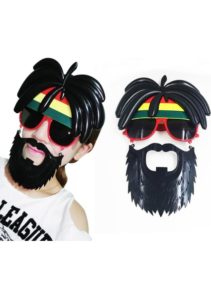 Rasta Peruklu Rasta Sakallı Bob Marley Bıyıklı Parti Gözlüğü 27 x 18 cm (5067)