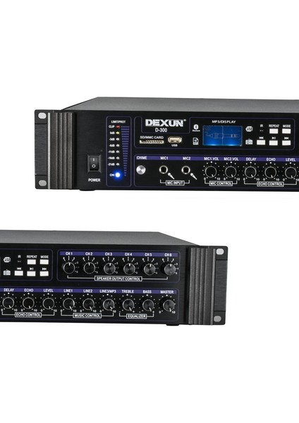 Dexun D-300 250W 6 Zone Iki Mik Grş Usb-Bt 4/16-70-100V Hat Trafolu Anfi (5067)
