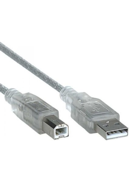 USB Yazıcı Kablosu Şeffaf 2.0V 3 Metre *SL-U2003 (5067)