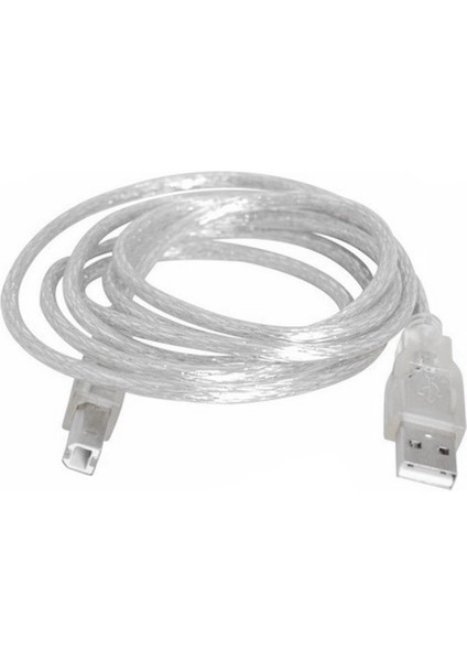 USB Yazıcı Kablosu Şeffaf 2.0V 3 Metre *SL-U2003 (5067)