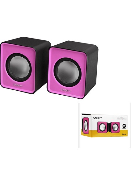 Snopy Sn-66 Pembe USB 2.0 Multimedya 1+1 Hoparlör Speaker Set 6W (5067)