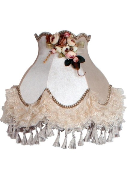 Kumaş Kaplama Ahşap Ayak Lambader Vizon Çiçek Süsleme fiyatları