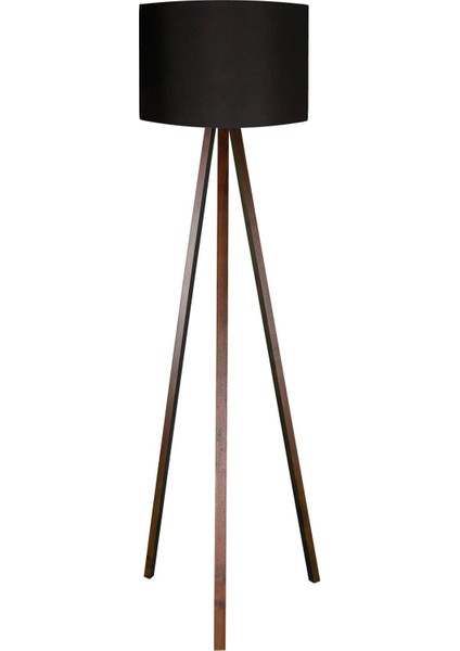 Yuvarlak Siyah Başlık Kahve Ayak Lambader