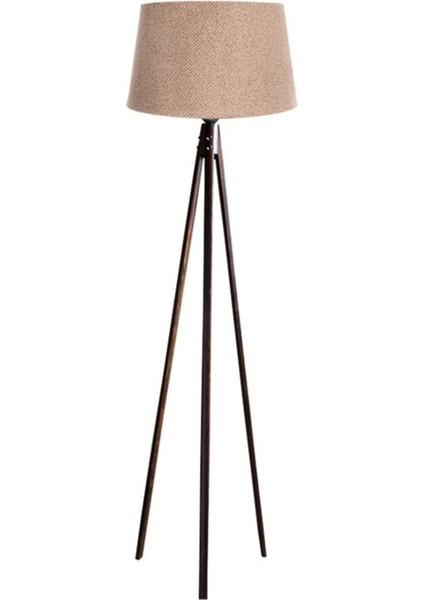 Oval 3 Ayak Tripod Lambader Abajur Köşe Lambası Ahşap Ceviz