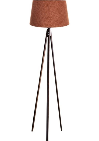 Oval 3 Ayak Tripod Lambader Abajur Köşe Lambası Ahşap Ceviz