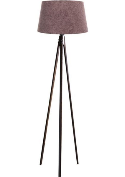 Oval 3 Ayak Tripod Lambader Abajur Köşe Lambası Ahşap Ceviz