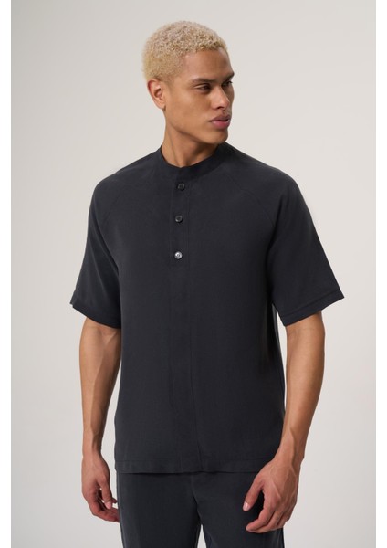 Sten Antrasit Relaxed Fıt Cupra Tensel Dokuma Gömlek