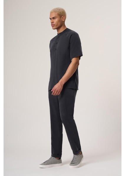 Sten Antrasit Relaxed Fıt Cupra Tensel Dokuma Gömlek modelleri