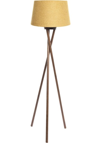 Cross Leg Tripod 3 Ayaklı Ahşap Lambader Abajur Köşe Lambası Aydınlatma Naturel Masif Ağaç