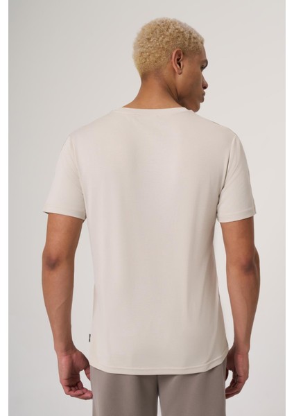 Great Taş Rengi Modal Içerikli, Ara Biye Detaylı Bisiklet Yaka Relaxed Fıt Petek Pike Tişört modelleri