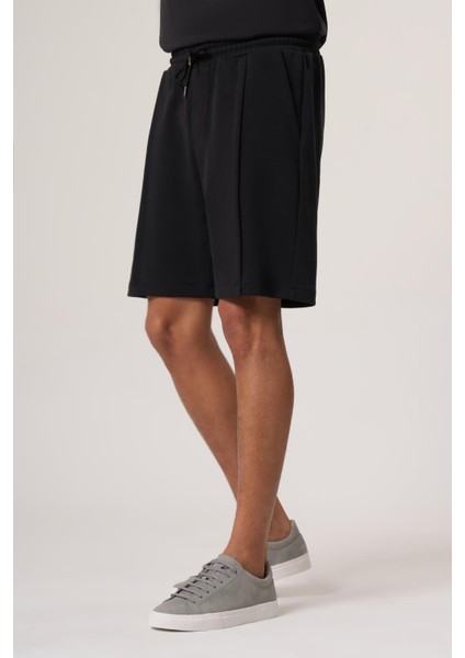 Seo Siyah Modal Içerikli Relaxed Fıt Şort