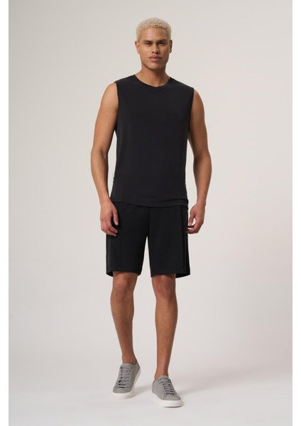 Casual Siyah Kolsuz Modal Içerikli Süprem Relaxed Fıt Basic Tişört fiyatları