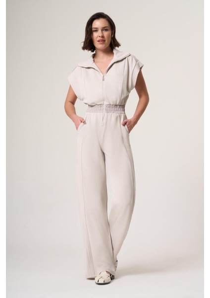 Cast Taş Rengi Modal Içerikli, Ara Biye Detaylı Ultra Rahat Tulum