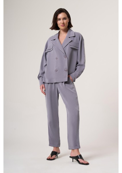 Cresy Gri Cupra Tensel Içerikli, Oversıze Dokuma Kumaş Gömlek-Ceket fiyatları