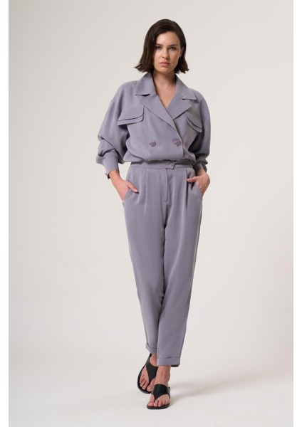 Cresy Gri Cupra Tensel Içerikli, Oversıze Dokuma Kumaş Gömlek-Ceket indirimleri