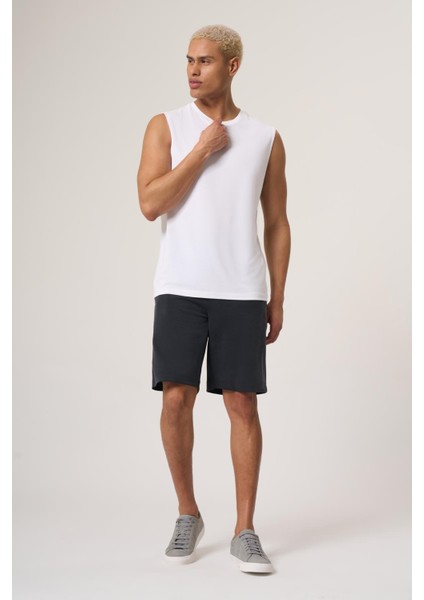 Casual Beyaz Kolsuz Modal Içerikli Süprem Relaxed Fıt Basic Tişört