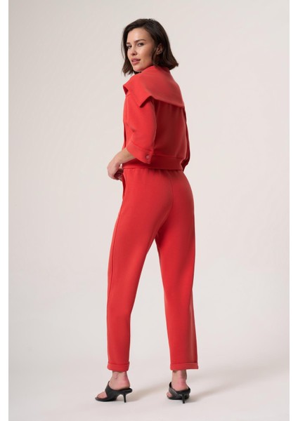 Espavo Kırmızı Modal Içerikli, Ara Biye Detaylı Straplez Tulum indirimleri