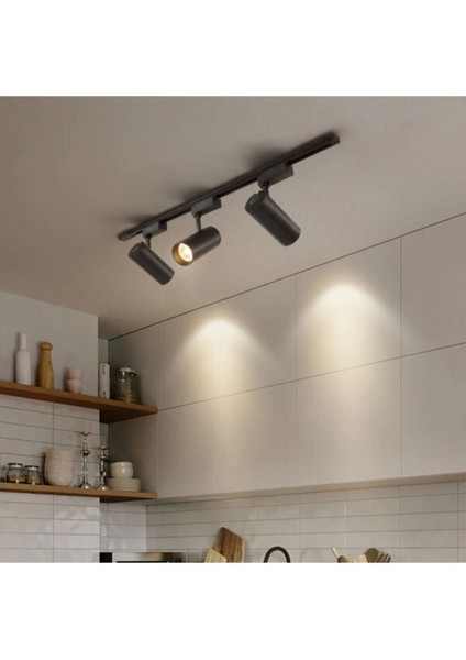 Siyah Kasa Günışığı 1 Metre Raylı 3'lü 30W Ray Spot Vitrin Mağaza Armatürü Gün Işığı modelleri