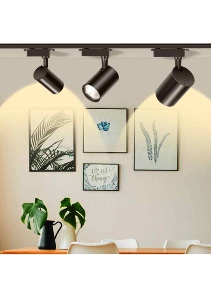 Siyah Kasa Günışığı 1 Metre Raylı 3'lü 30W Ray Spot Vitrin Mağaza Armatürü Gün Işığı fırsatları