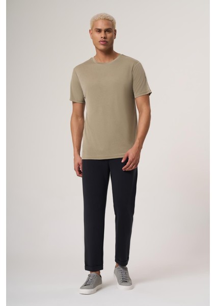 Great Haki Modal Içerikli, Ara Biye Detaylı Bisiklet Yaka Relaxed Fıt Petek Pike Tişört fırsatları