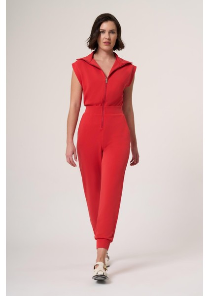 Casıs Kırmızı Modal Içerikli Fermuarlı Ultra Rahat Tulum