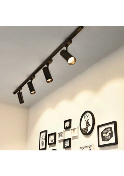 Siyah Kasa Günışığı 6 Adet 30W Ray Spot Vitrin Armatürü 2 mt Raylı Spot Lamba fırsatları