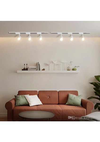 Beyaz Kasa Beyaz Işık 6 Adet 30W Ray Spot Vitrin Armatürü 2 Metre Raylı Spot Lamba modelleri