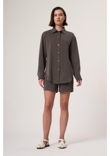 Syno Haki Cupra Tensel Içerikli Dokuma Kumaş Gömlek
