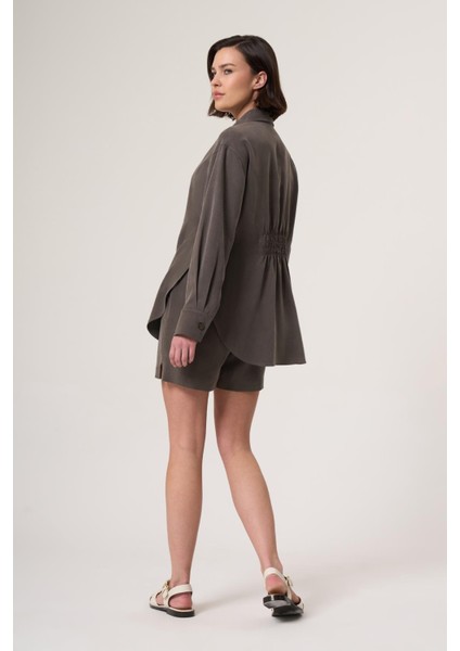 Syno Haki Cupra Tensel Içerikli Dokuma Kumaş Gömlek fiyatları