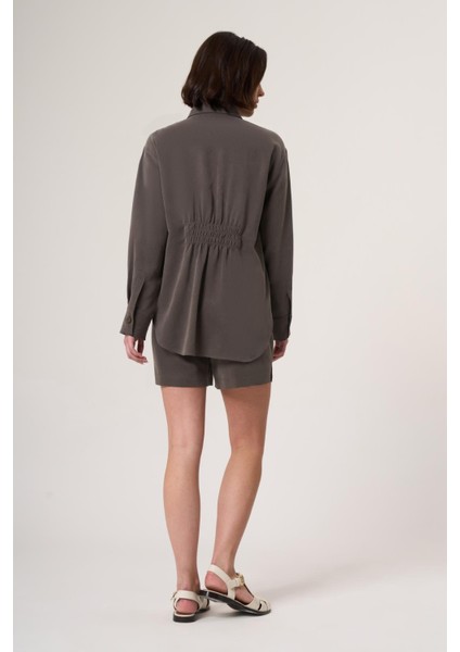 Syno Haki Cupra Tensel Içerikli Dokuma Kumaş Gömlek modelleri