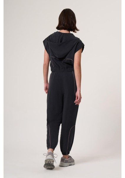 Sun Siyah Cupra Tensel Içerikli, Ara Biye Detaylı, Paçası Lastikli Dokuma Kumaş Jogger modelleri