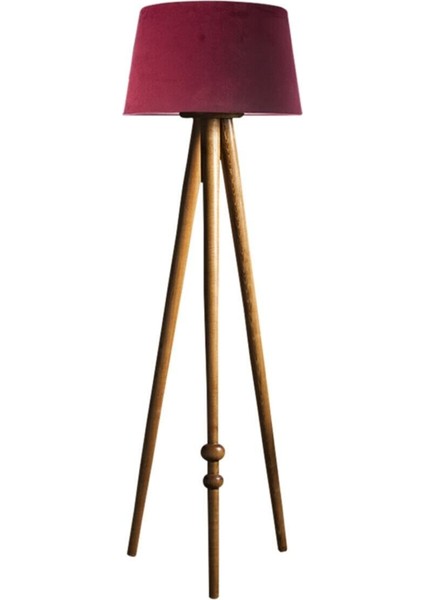 Round Leg Tripod Lambader Abajur Avize Aydınlatma Ahşap Naturel Ağaç Country Dekor Lamba Aplik