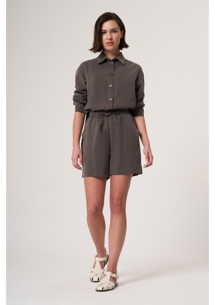 Alısa Haki Cupra Tensel Içerikli Ultra Rahat Dokuma Kumaş Şort fiyatları